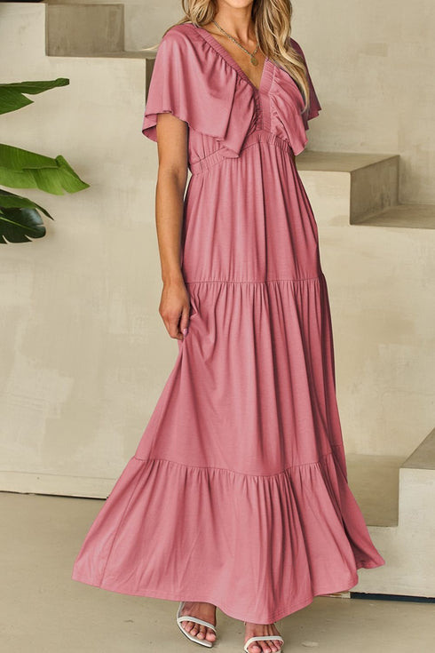 ruffled-v-neck-flutter-sleeve-maxi-dress OhSoStyled - Sophia's Style-6